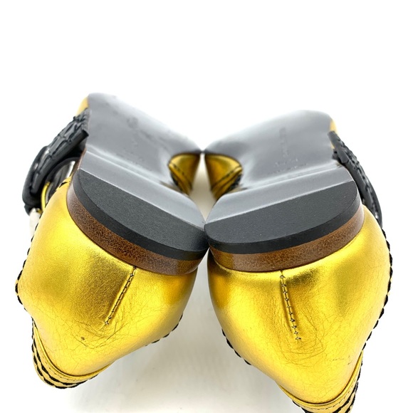 Bottega Veneta Gold Leather Ballet Flats Buckle Strap - Picture 6 of 11